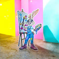 Dash Sticker – Lightning‑Speed Bunny Artist