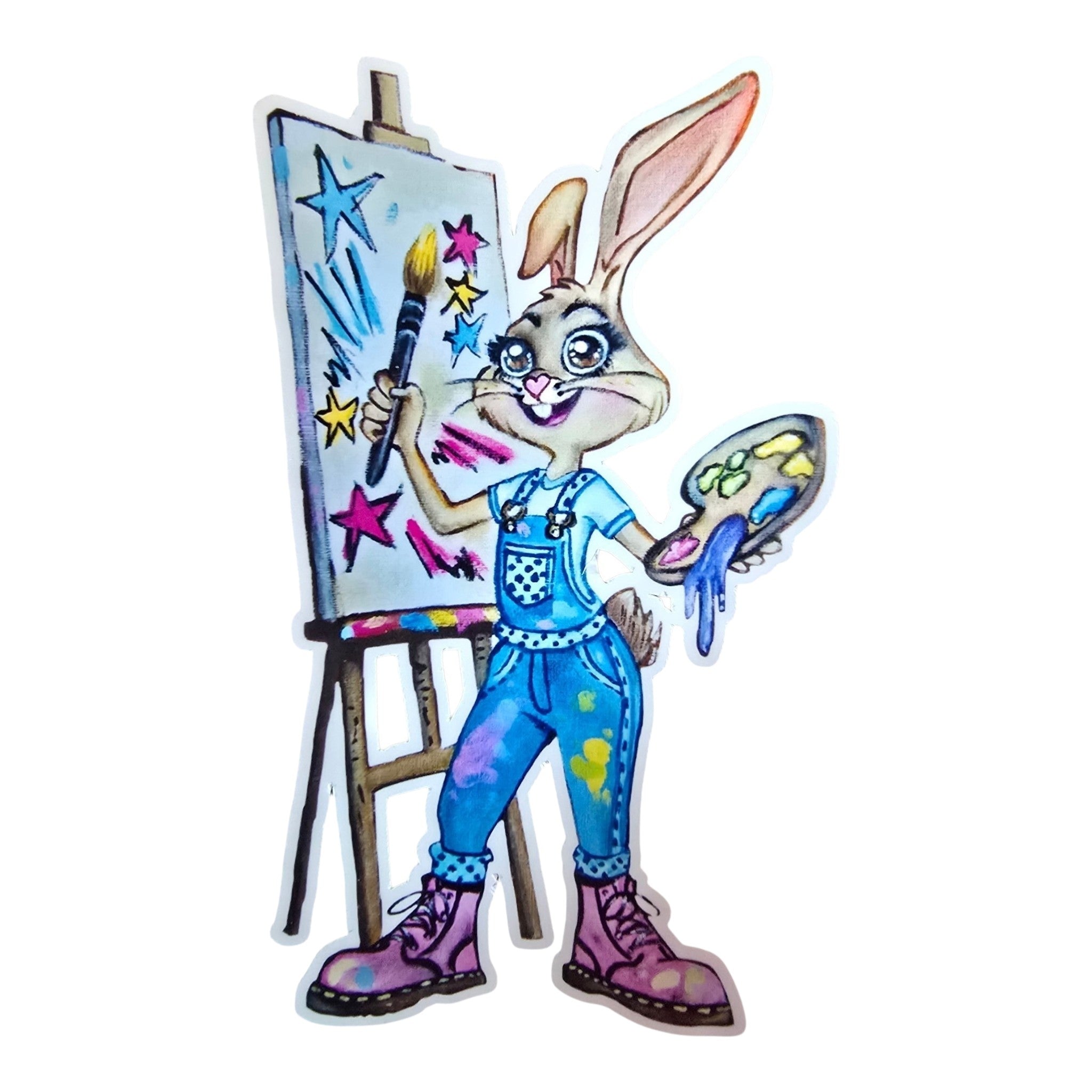 Dash Sticker – Lightning‑Speed Bunny Artist